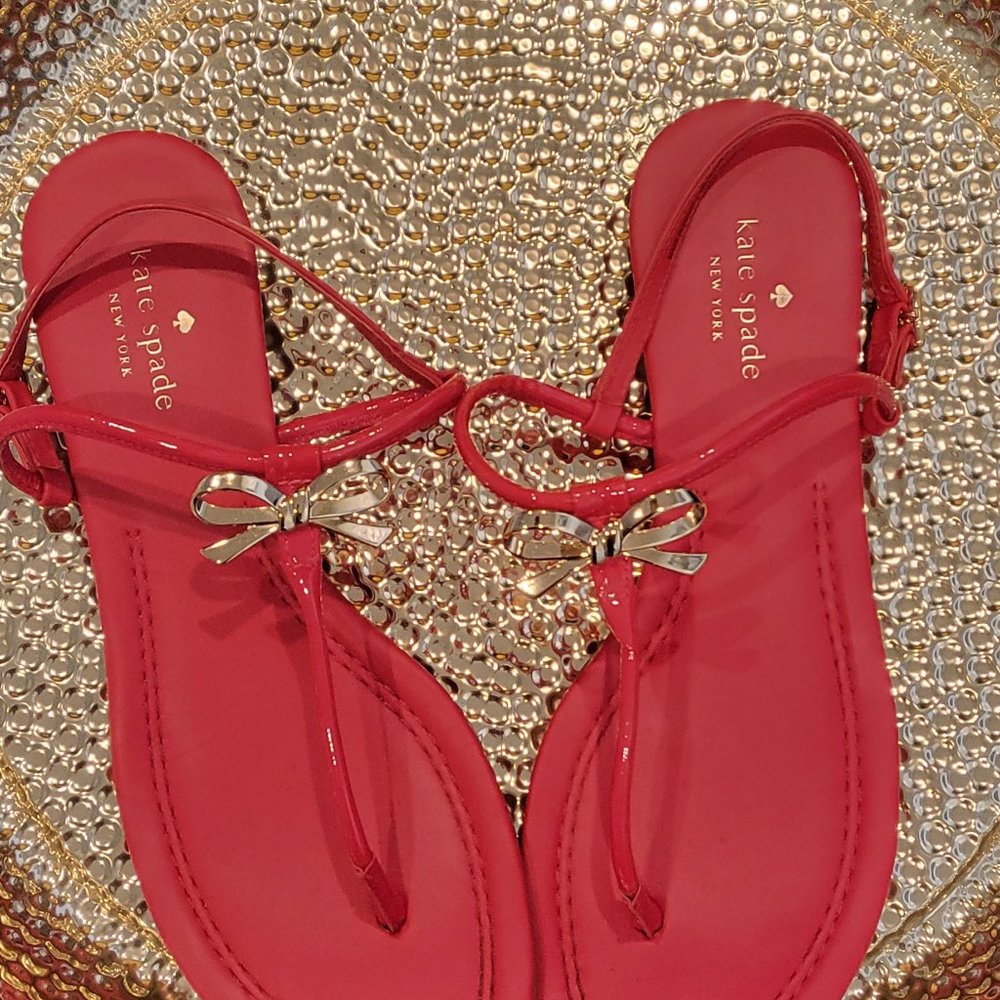 Kate Spade Tracie Bow Red Thong Sandals 9 1/2